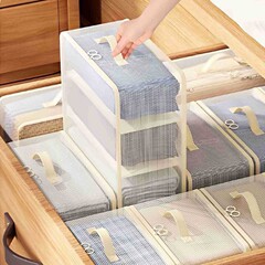 四件套收纳袋卧室衣柜整理换季被子衣服床下抽屉存放箱分格带提手