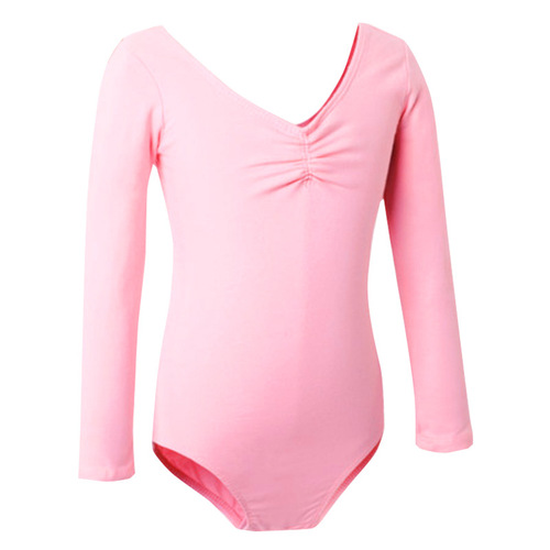Ballet dance clothes practice clothes girls printed logo long-sleeved cotton one-piece gymnastics basic practice Chinese dance clothes