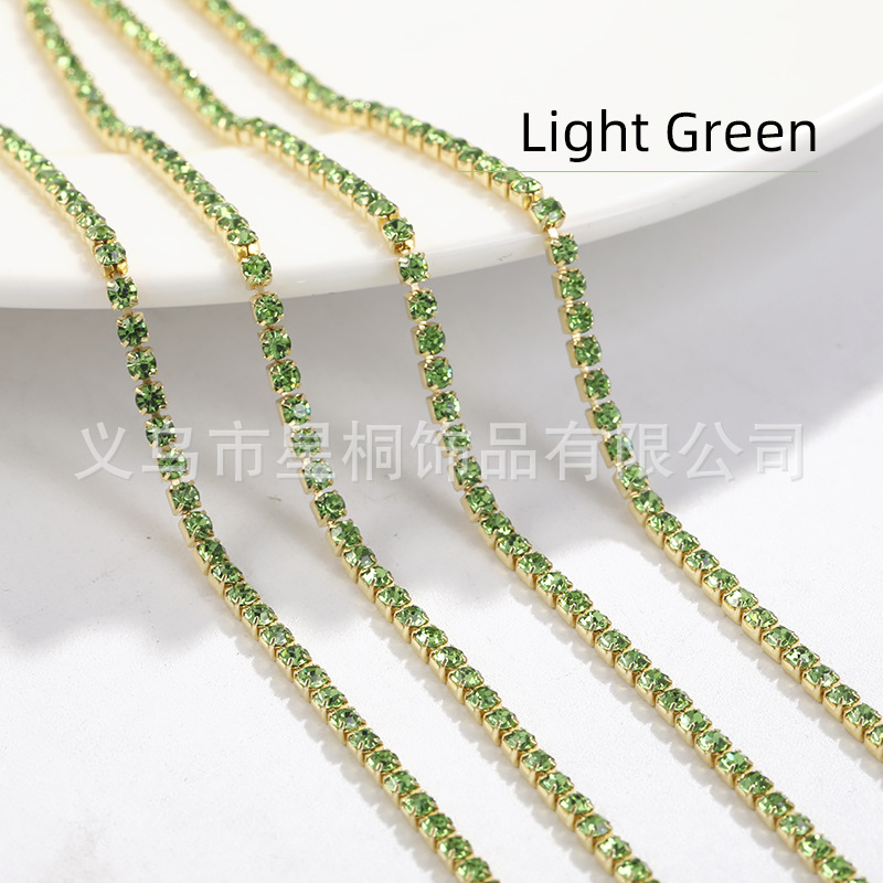 Ventas directas transfronterizas 2mm-3mm fondo de cobre color cuatro esquinas cadena de garras cadena de diamantes densa ropa de bricolaje accesorios para vestidos de novia