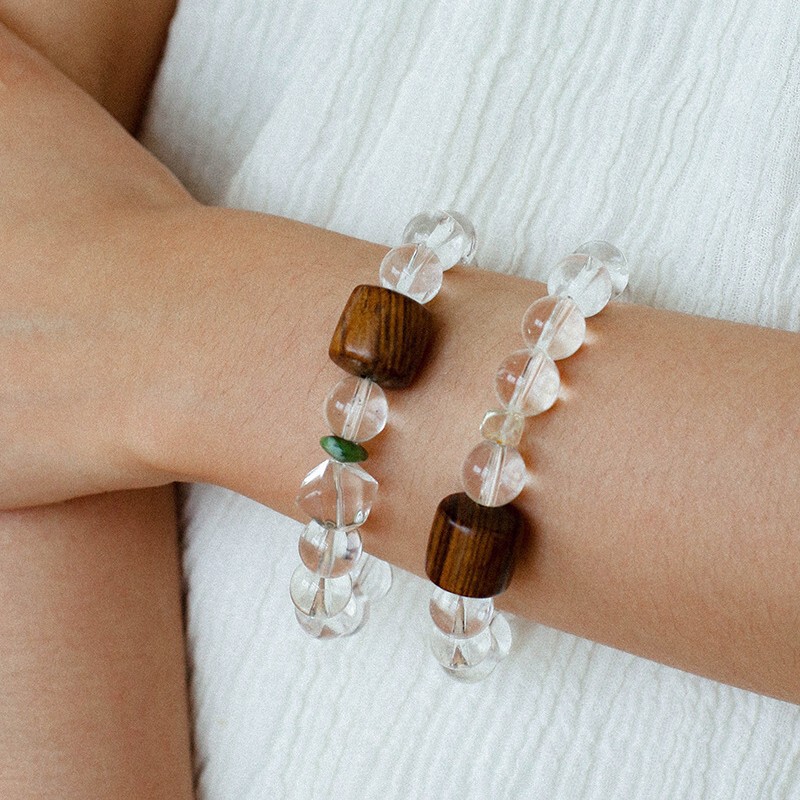 New Chinese-style Aquilinum Beads White Crystal Bracelet for Women's Commuter Handmade Distinctive Citrine Stretch Bracelet