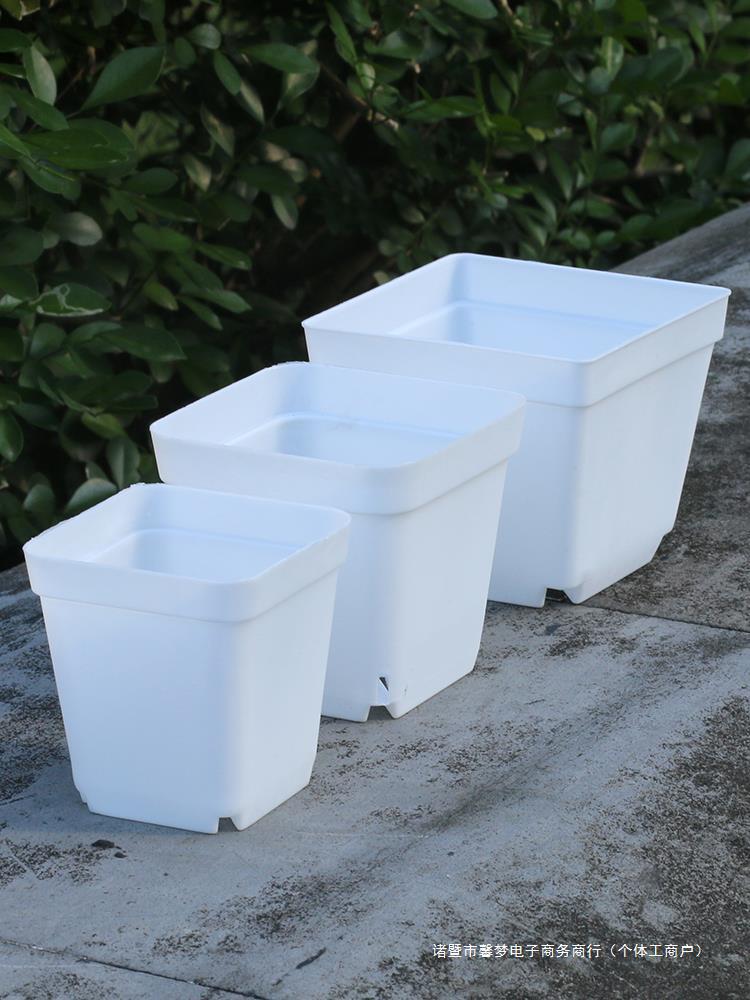 Disposable plastic white black thin flowerpot