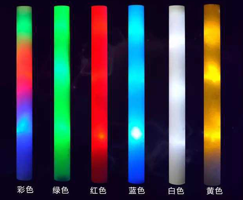 跨境亚马逊LED海绵荧光棒七彩荧光棒演唱会派对发光棒玩具