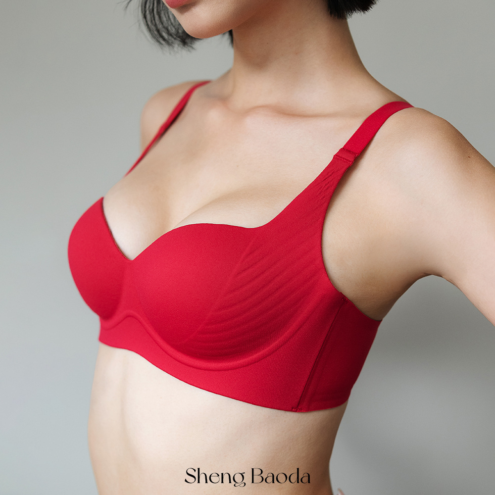紅色內衣女士本命年無痕聚攏提拉小胸聚攏新娘結婚文胸罩套裝爆品