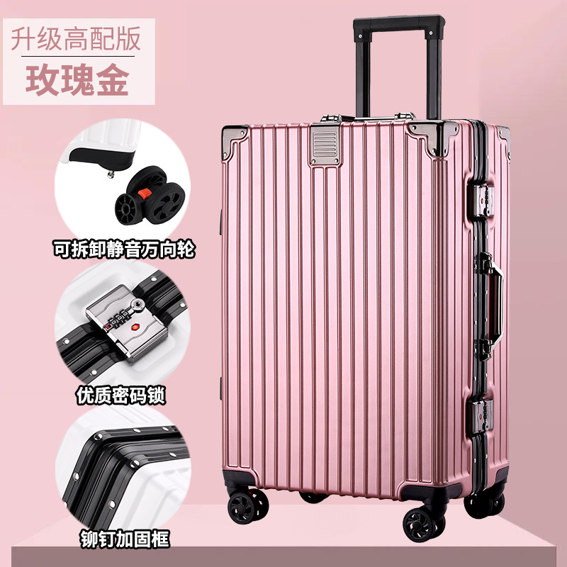 Nuevo marco de aluminio de gran capacidad caja de la carretilla rueda universal de alto aspecto maleta de viaje 24 pulgadas Contraseña de bloqueo de embarque caso