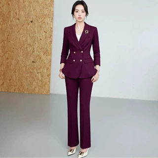 职业办公服长袖西装外套女秋季新款气质干练时尚修身小西服套装