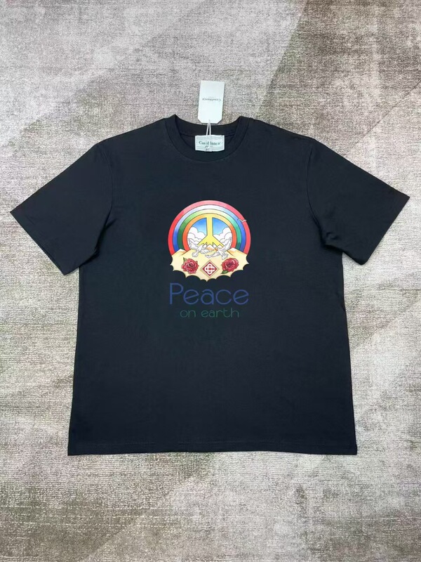 【260g】カサブランカプリント トレンド個性柄 メンズ レディース ゆったり半袖Tシャツ|undefined