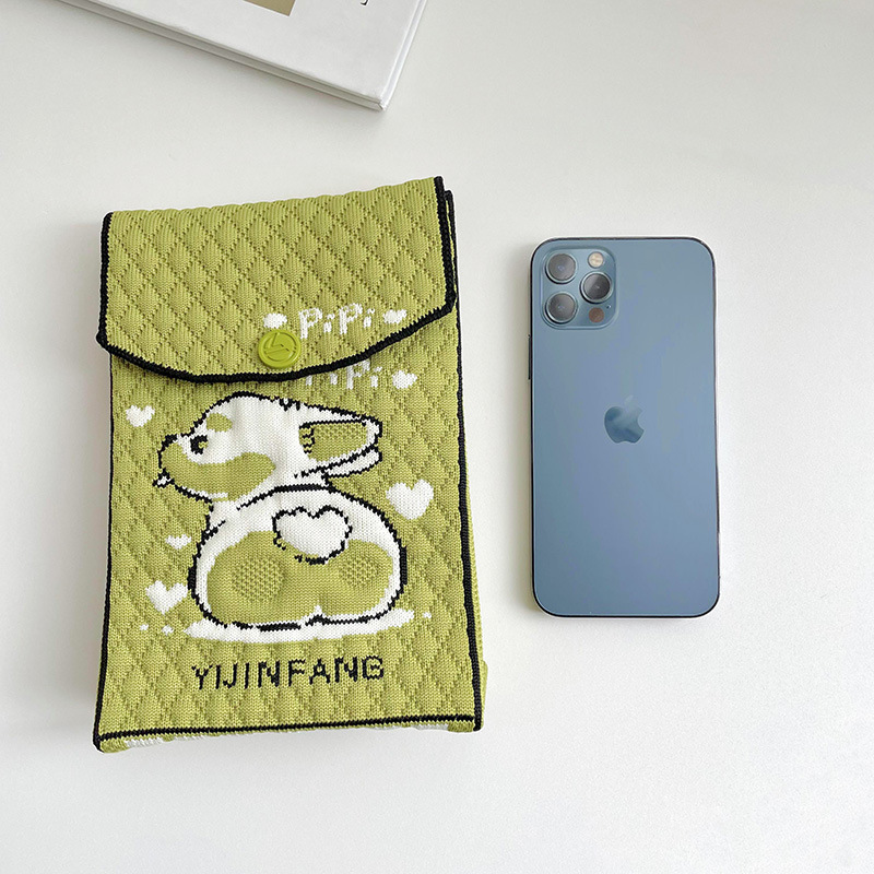 Diseño de nicho lindo cachorro de punto mini bolso del teléfono pequeño bolso del mensajero del hombro del estudiante portátil bolso de la moneda para las mujeres