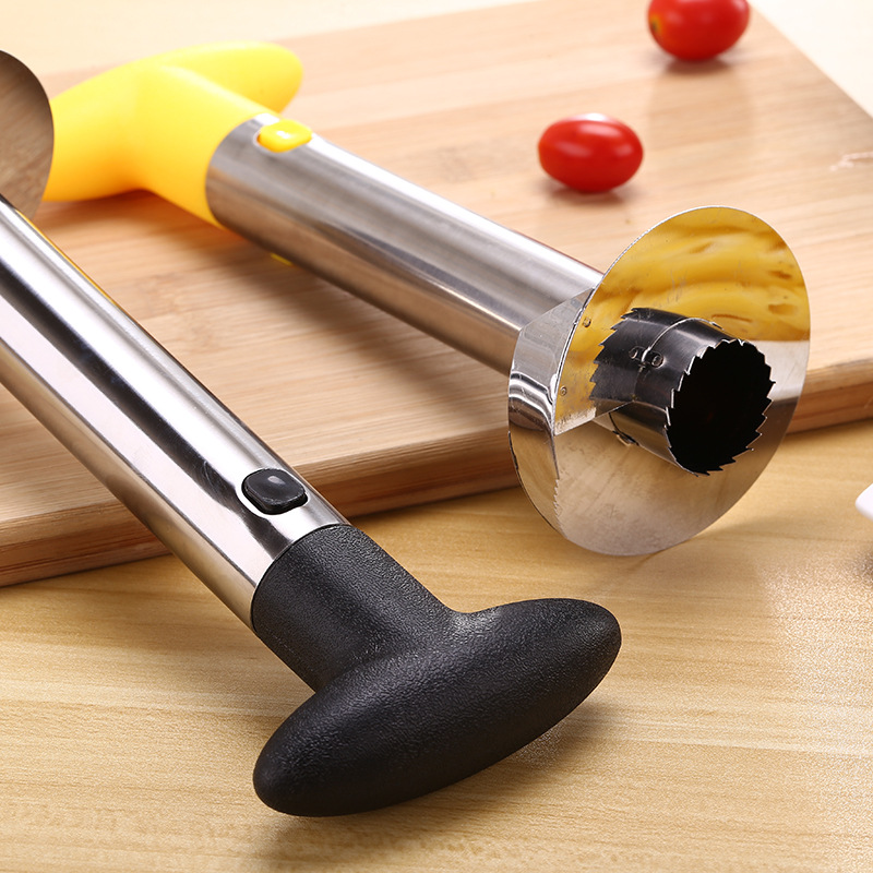 Gadget de cocina creativo de acero inoxidable cuchillo de piña transfronteriza minería caliente cuchillo de piña soporte entrega de una pieza