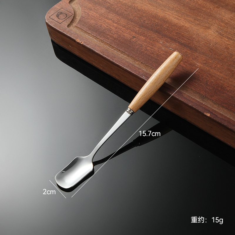 Madera de haya, alas de pollo, mango de madera, cuchillo y tenedor de acero inoxidable doméstico, cubiertos, cuchillo y tenedor de carne brillante, cuchara de carne occidental