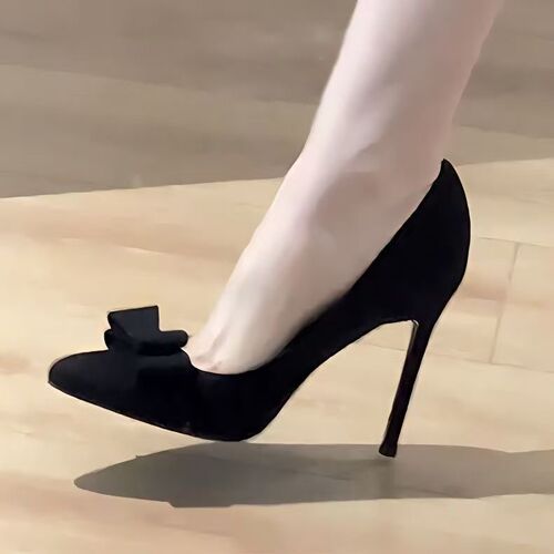 Elegant and Charming Butterfly Bow Pointed-Toe High Heels, Fashionable Low-Top Commuting Shoes that are Comfortable and Not Tiring, Fine Heel Single Shoes, Autumn New Arrival
