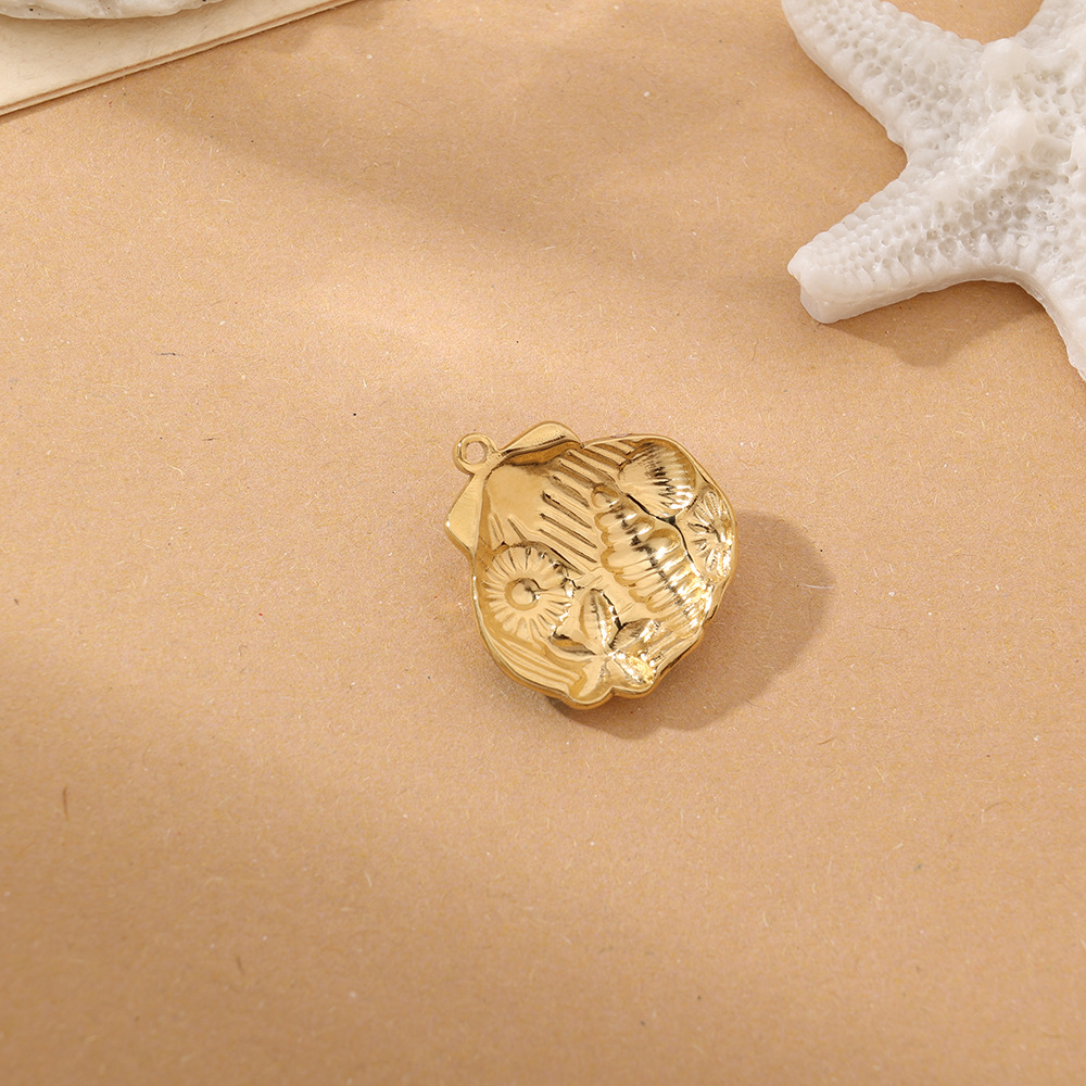 4g Weight Pendant Jewelry Making Type Charms Classification 1 Piece Quantity 304 Stainless Steel Material Shell Pattern All Seasons Season Polished Finish Plating Design Beach Style 1 Piece 304 Stainless Steel Shell Polished Pendant Charms 20