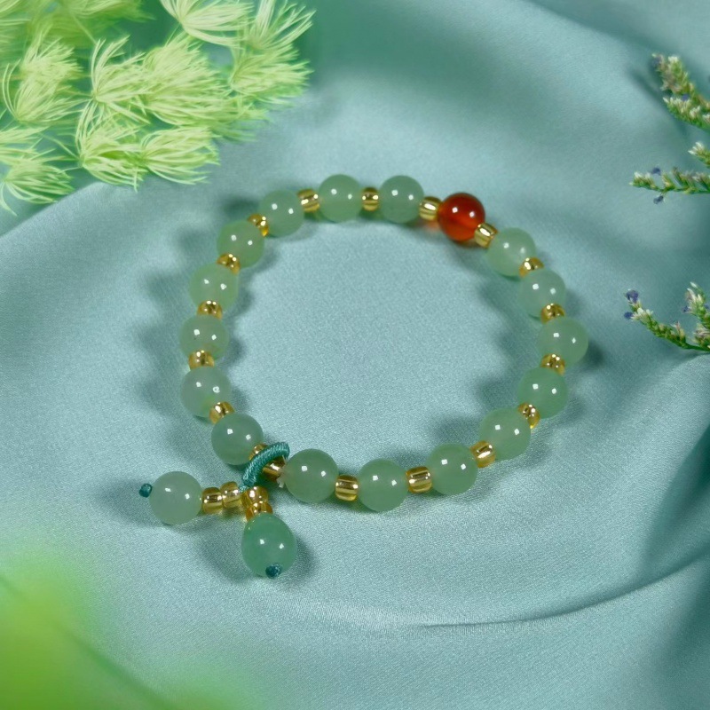 Dongling pulsera de jade de piedra esmeralda pulsera de jade multi-círculo un solo anillo pulsera de calabaza transmisión en vivo fuente de bienestar