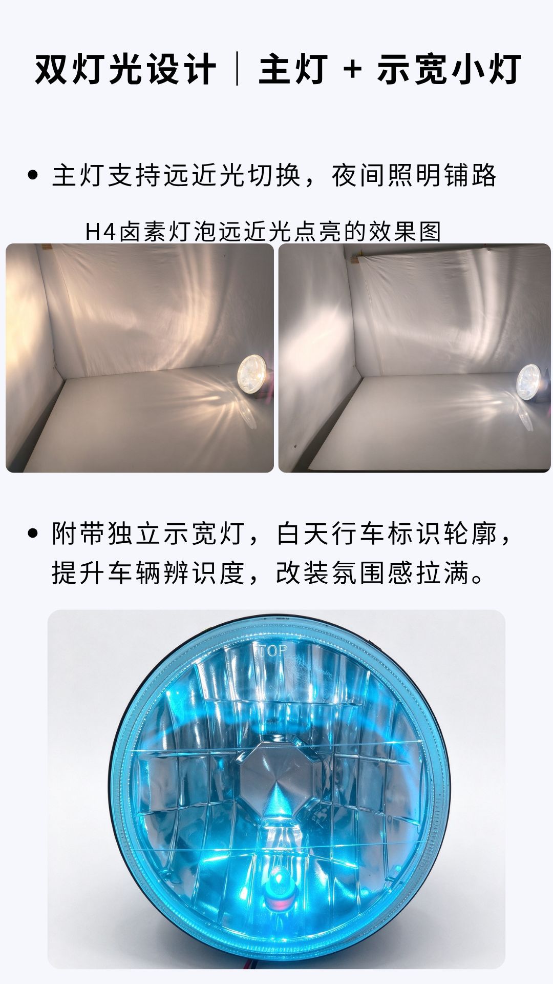 Crystal Model 5.75inch Semi-Enclosed Lamp Core Suitable for Retro Cars H4 Integrated High and Low Beam Headlight