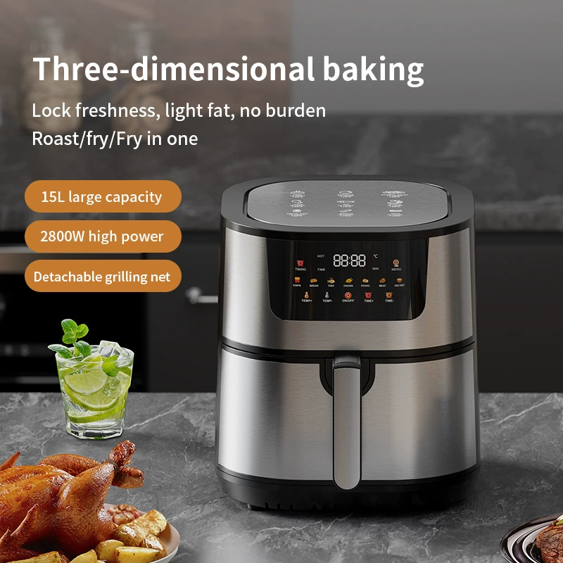 Air fryer внешняя торговля воздух фритюрница 15L большой емкости многофункциональная нержавеющая сталь воздух фритюрница Великобритания-США-Европа-Россия