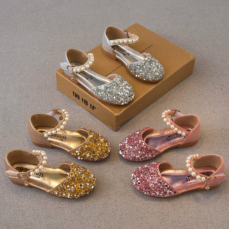 Детское шоу танцевальная обувь Детская обувь 2024 Летние девочки Принцессы обувь Bancy Baby Корейская версия одной обуви с блестками