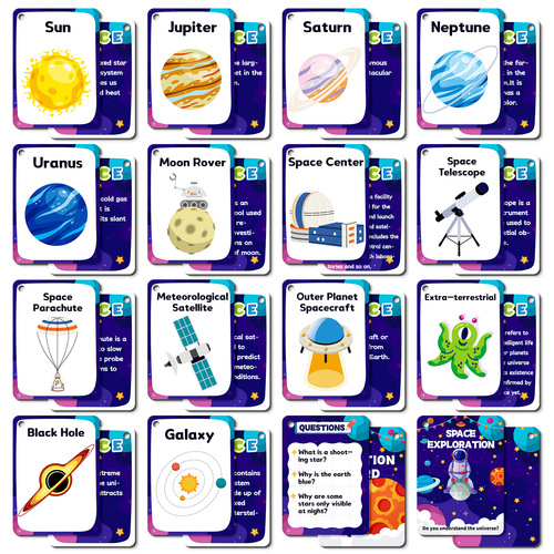 34 Space Planet Cognitive Early Education Baby Flash Cards Cross-border Amazon Enlightenment Interest Brain Teaser Educational Cards