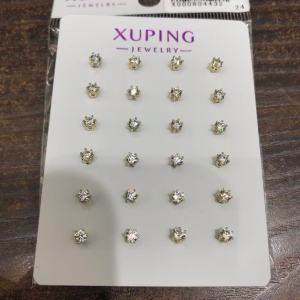 14k color plated 3mm six claws, 12 pairs per card
