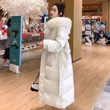 新款白鸭绒新款冬季羽绒服大毛领女中长款韩版宽松连帽外套潮