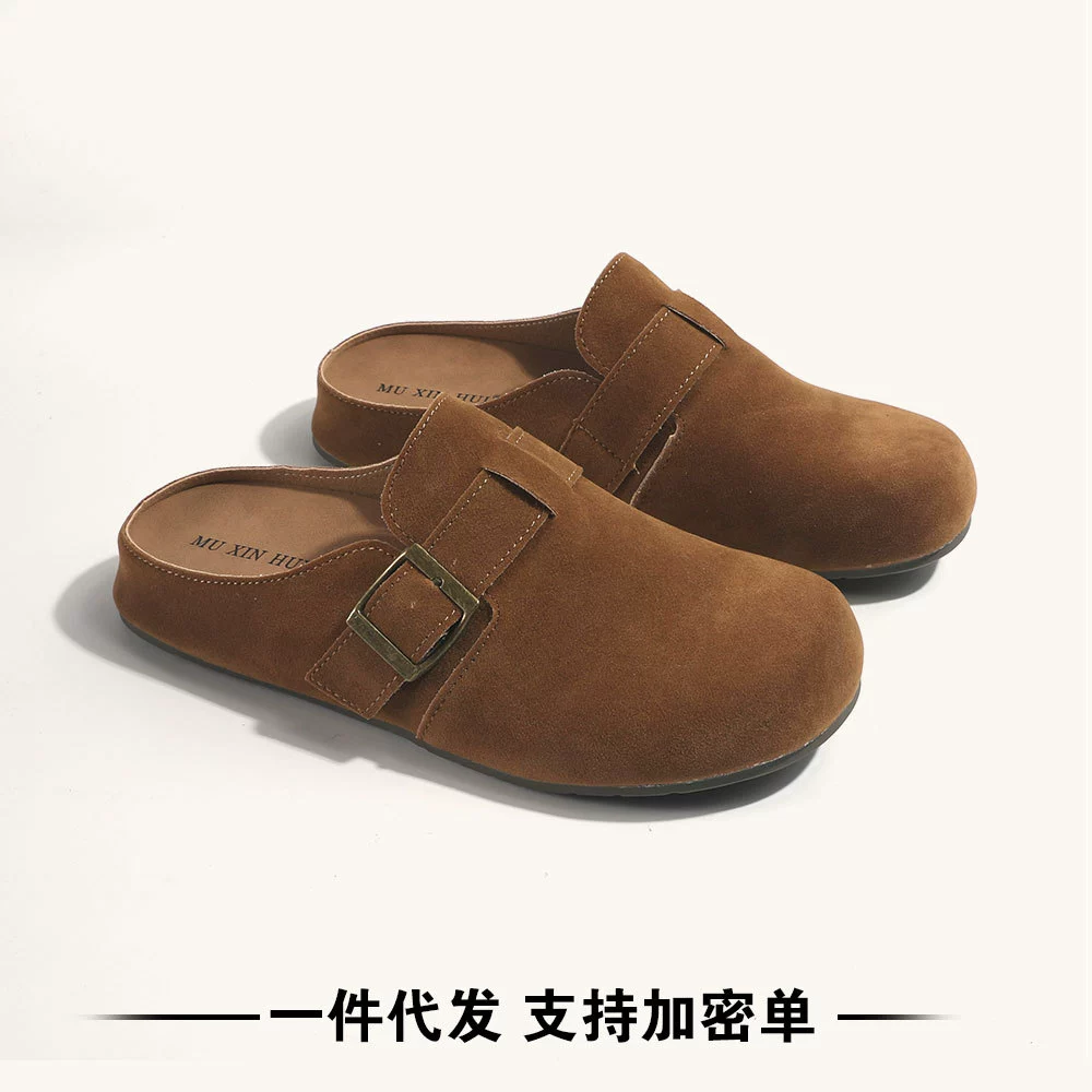 Кожаные ботинки Bucken женские новые ретро матовая кожа большая круглая голова супер удобная мягкая подошва ins Boken одиночные туфли 6858