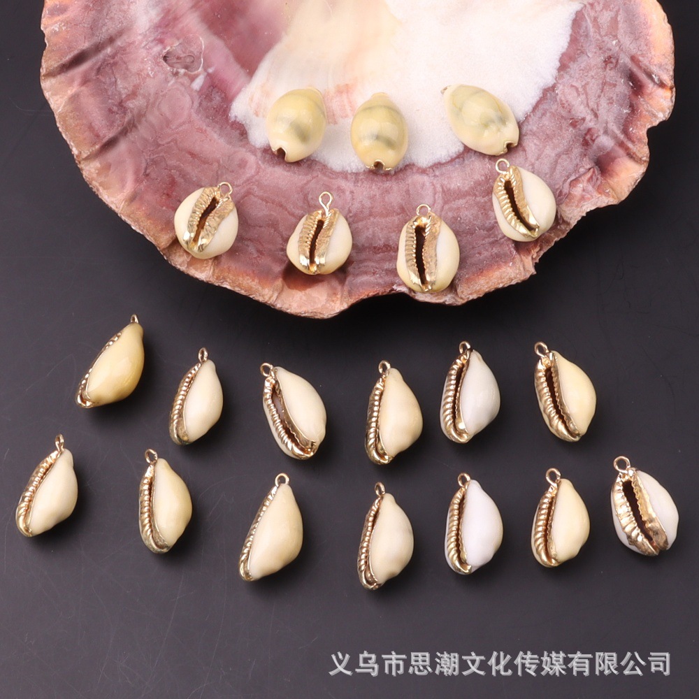 Gold-Plated Edges, Various Styles of Natural Shell Pendant Bracelets, Small Conch Semi-Finished DIY Accessory Materials