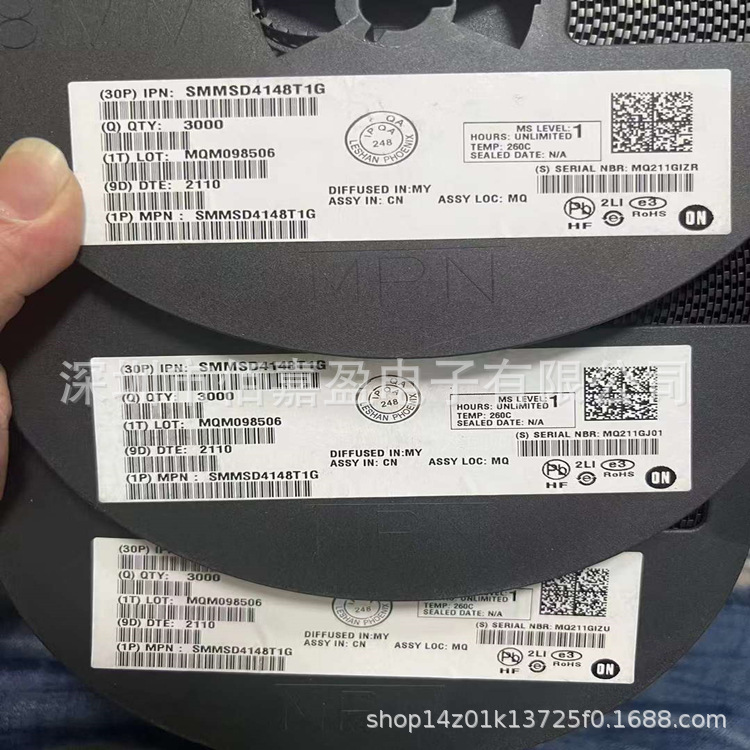 SMMSD4148T1G 开关二极管通用功率电压100V电流200mA原装现货供应