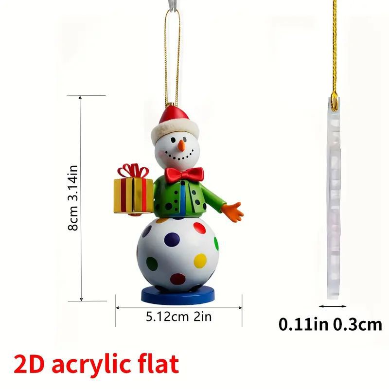 Navidad transfronteriza adorable muñeco de nieve acrílico colgante espejo retrovisor de automóvil plano colgante llavero colgante