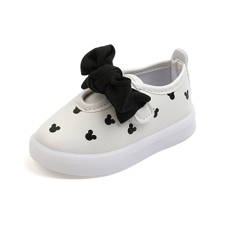 Sneakers with bow, shoes for leisure for princess, 2021 collection, Korean style, wholesale