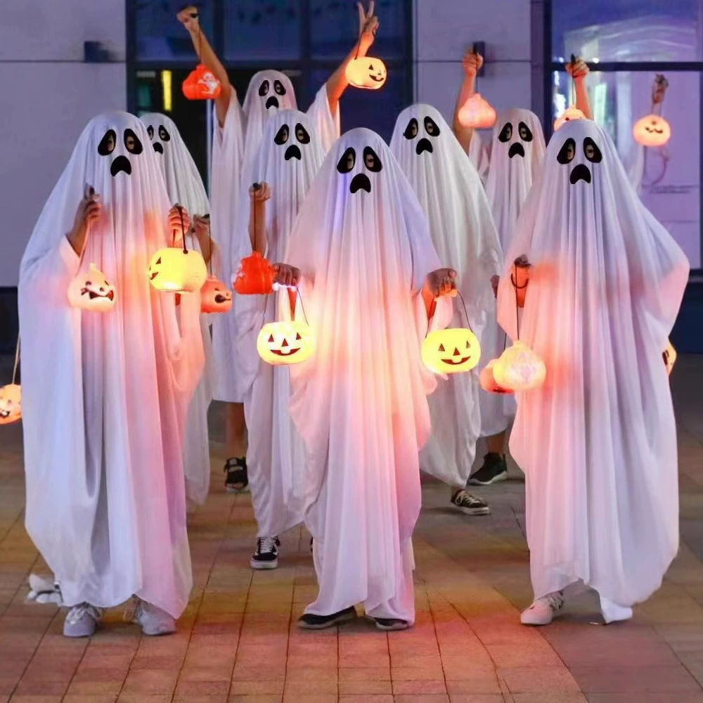 Костюм для родителей и детей на Хэллоуин Плащ-призрак накидка для мальчиков и девочек одеваются косплей вечеринка белый эльф призрак