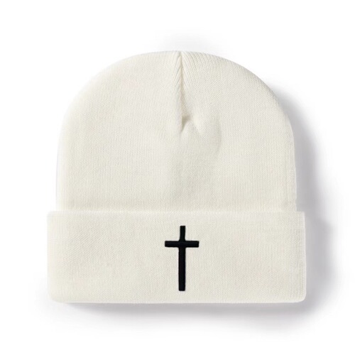 Versatile New Embroidered Casual Outdoor Winter Warm Wool Hat with Cross, Simple and Elegant, Unisex for Autumn and Winter