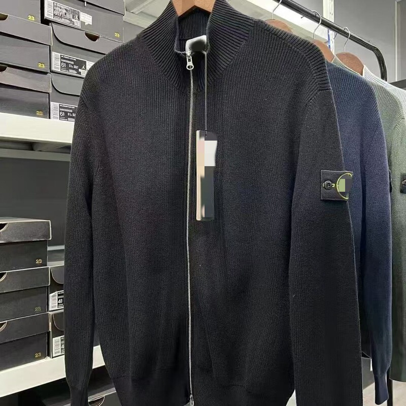 Cross-Border European and American Stone Basic Compass Armband Zipper High Collar Pullover Knitted Sweater for Men and Women