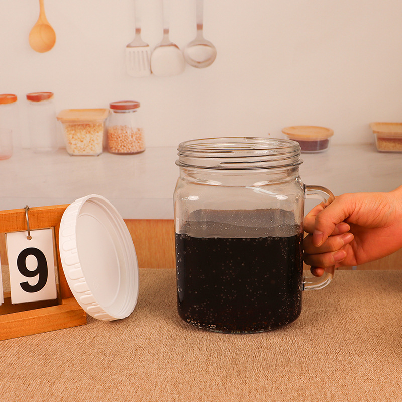 Amazon Sealed Storage Jar Transparent Glass Grain Jar Household Sealed Jar with Handle and Lid Moisture-Proof Kitchen