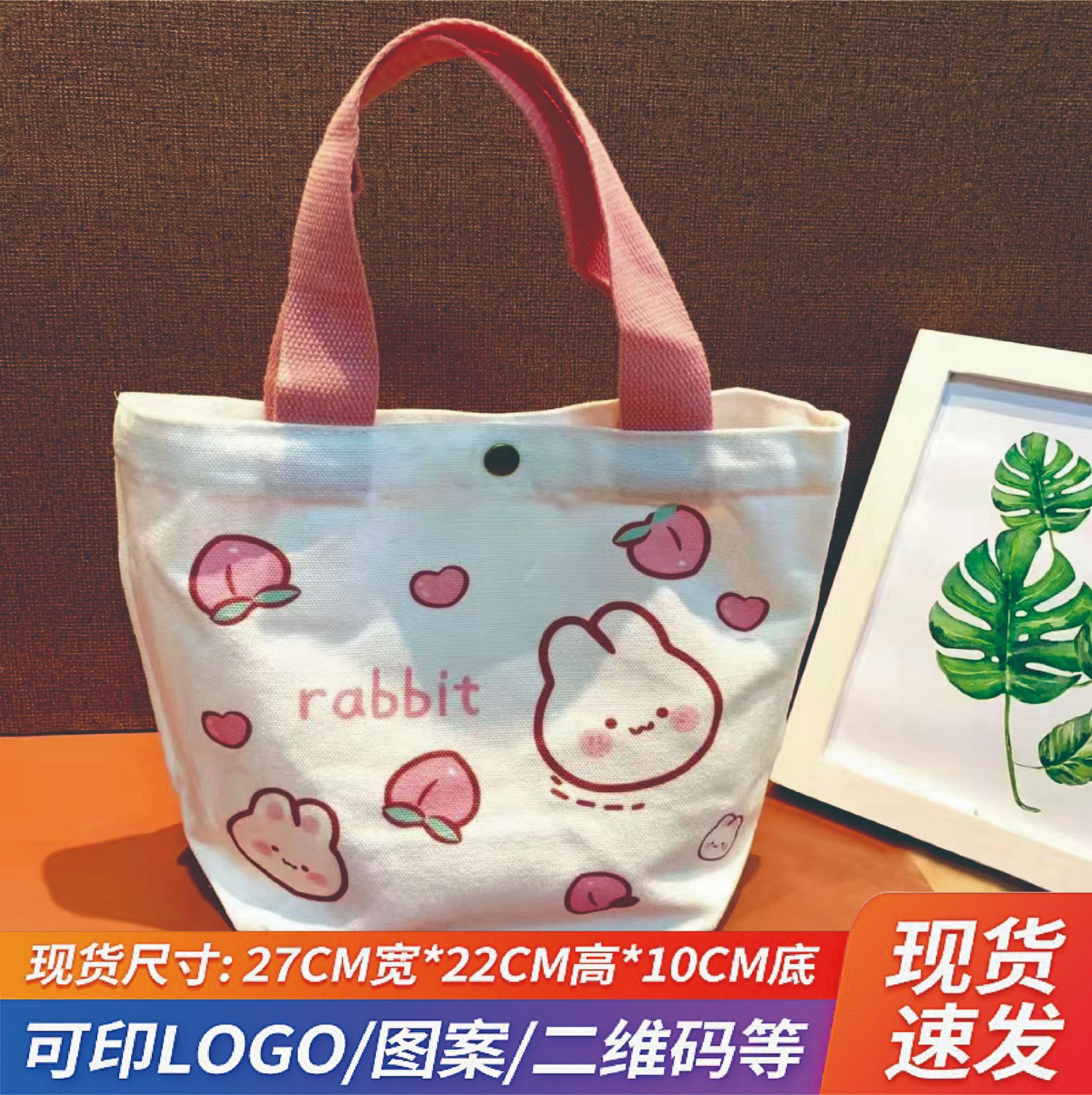 帆布袋定 制广告伴手礼品迷你手提帆布袋可爱ins风卡通帆布袋批发