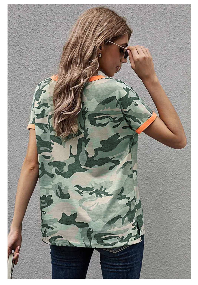 summer camouflage stitching pocket short-sleeved top NSSI41961