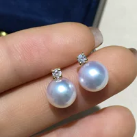 Японские импортные Akoya Tiannv принцесса серьги 18K золото Diamond серьги природных морской воды жемчужина серьги