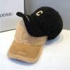 Velvet demi-season brand baseball cap, fashionable keep warm hat, with embroidery