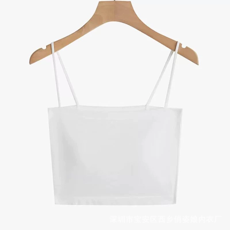 Топ-бюстгальтер с регулируемыми бретелями, Crop Top, размер один, встроенные чашечки, цвета: белый, серый, черный, кофе, серовато-зеленый