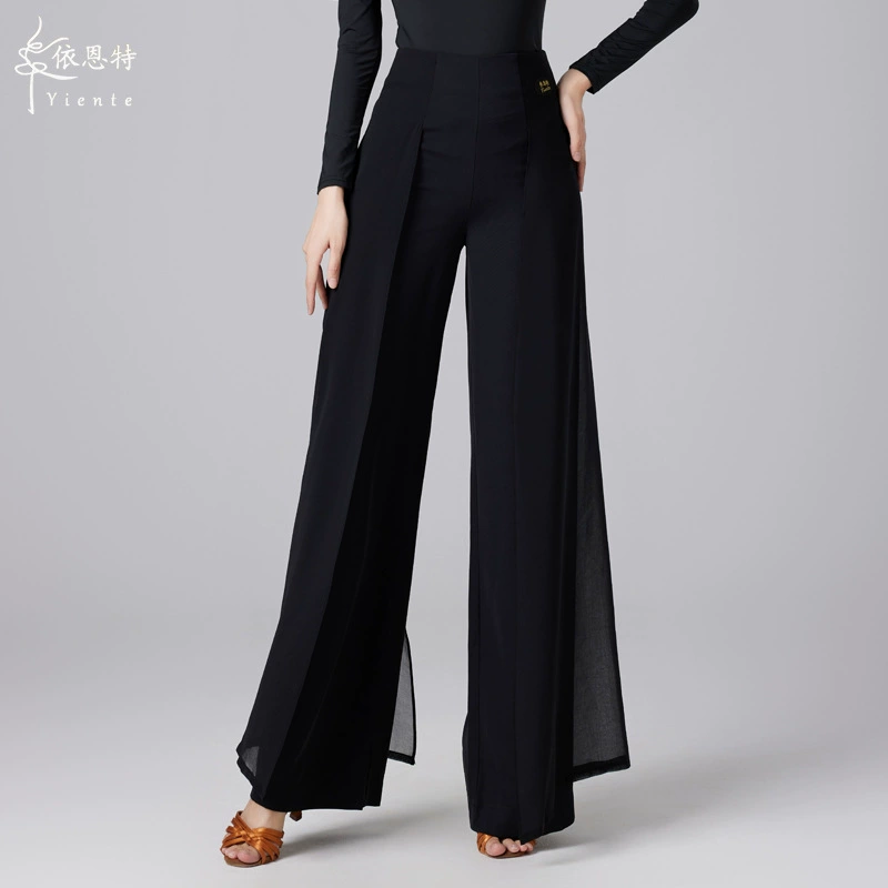 Брюки для современных танцев женские новые прямые брюки с высокой талией 2024 года Брюки для латинских танцев Брюки для бальных танцев Широкие штаны Брюки