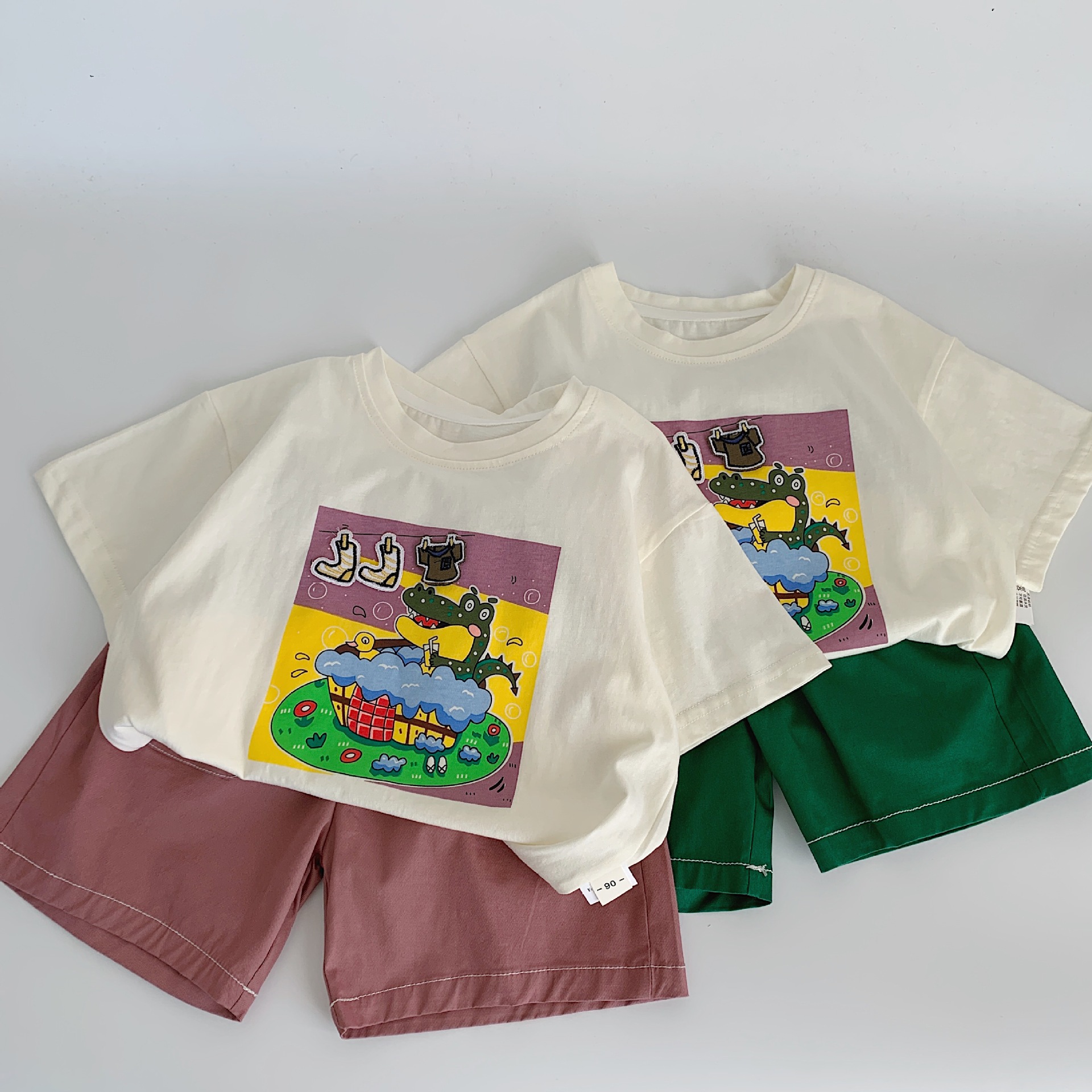 Maibao ropa de verano para niños traje casual para niños pantalones cortos de manga corta de dos piezas 2025 verano nuevo estilo para niños al por mayor