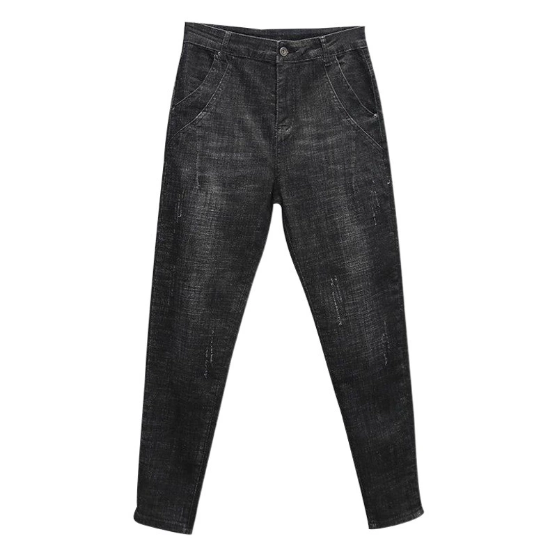 Джинсы больших размеров женские эластичные брюки толстые Сестринские Брюки Зимняя одежда брюки с высокой талией Большие размеры Новинка