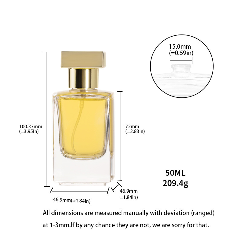 厚底ガラスボトル 50ml 香水ボトル スクエア厚底スプレーボトル 新型 ABS 加重蓋を供給します。|undefined