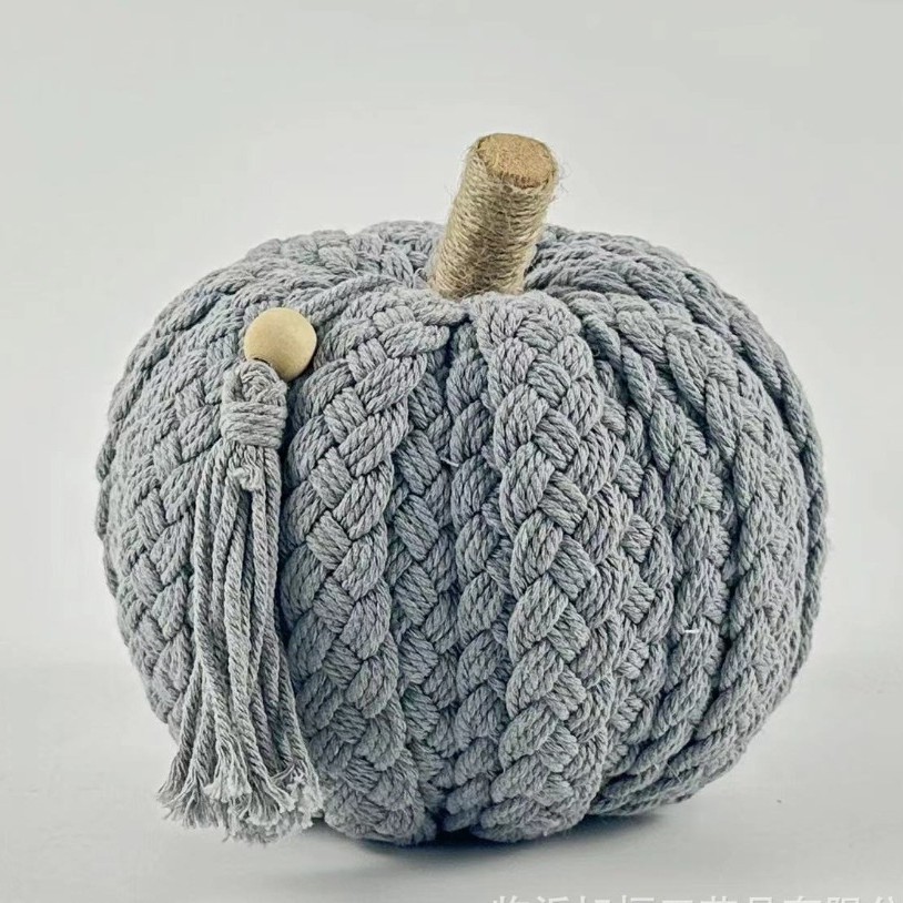 Acción de Gracias Halloween Cuerda de algodón Adornos de mesa de calabaza Festival de la cosecha Adornos tejidos a mano Accesorios de decoración navideña