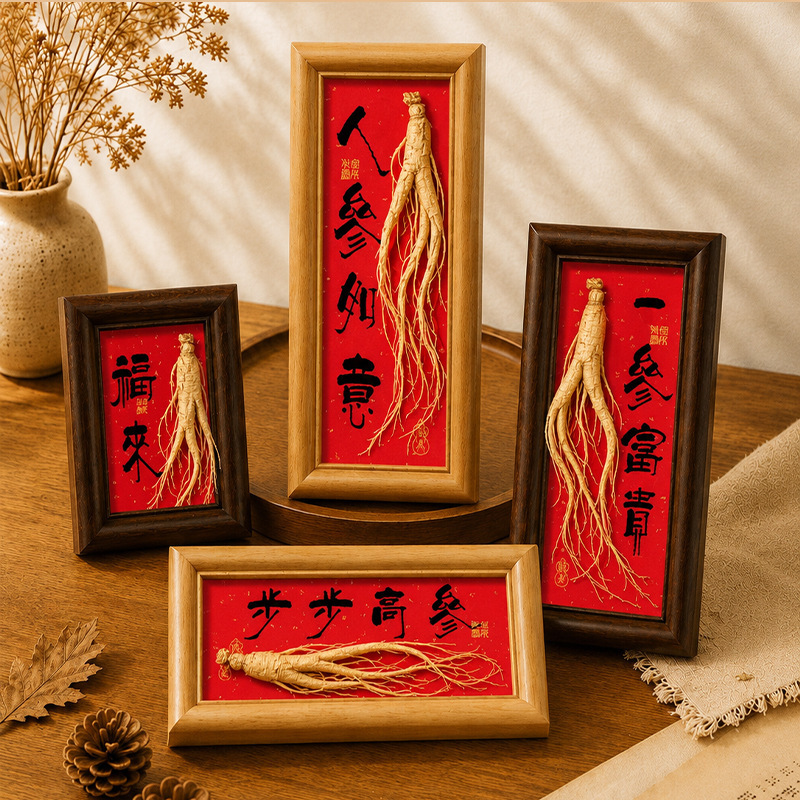 Ginseng-themed cultural and creative souvenir magnetic photo frame fridge magnet display stand for housewarming, wedding, New Year, living room decoration, photo frame wholesale
