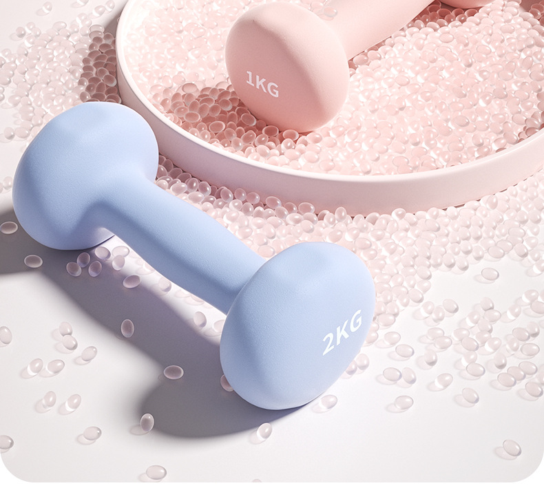 Solide Gusseisen Hantel mit Kunststoffbeschichtung Damen- und Herren-Fitness-Hanteln Heimtraining Set ein Paar 2 kg