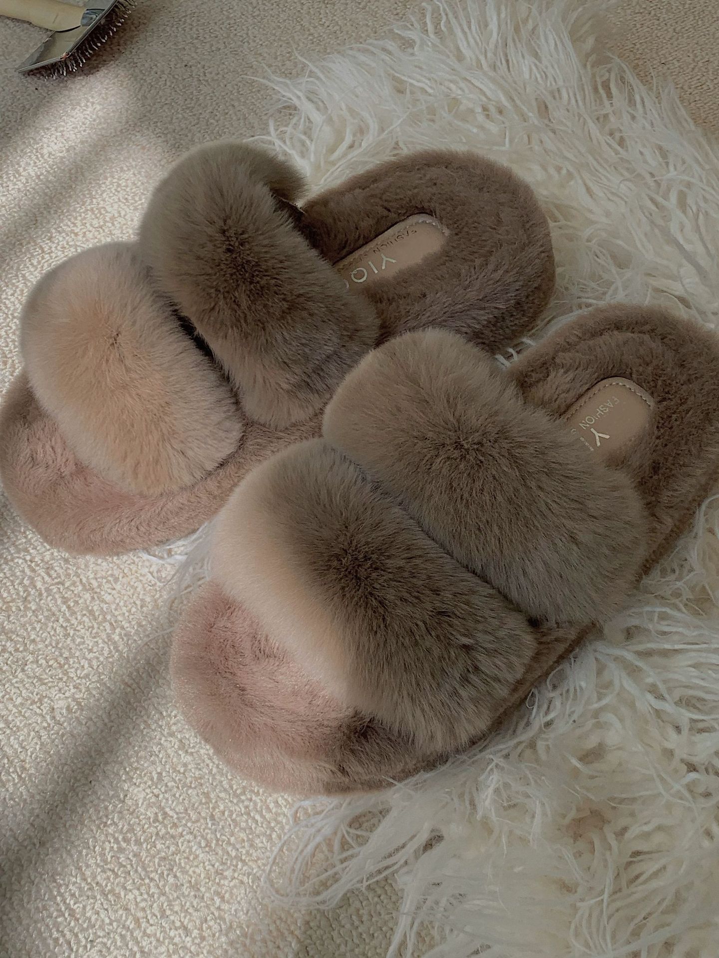 Woman Fleece Closed-Toe Open-Toe Summer Autumn Outdoor Warm Soft Non-Slip Slippers_voghion.com