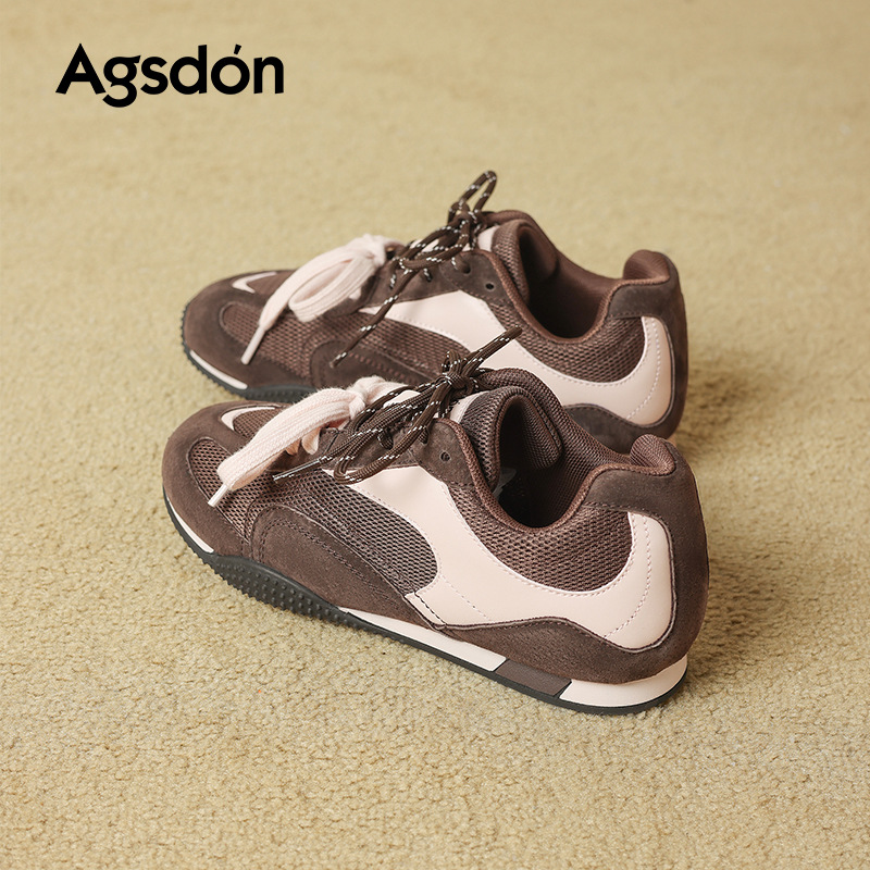 Augu Shi Deng marrón zapatos de entrenamiento para mujeres 2025 nuevo invierno de otoño gran belleza ballet Gump zapatos deportivos casuales