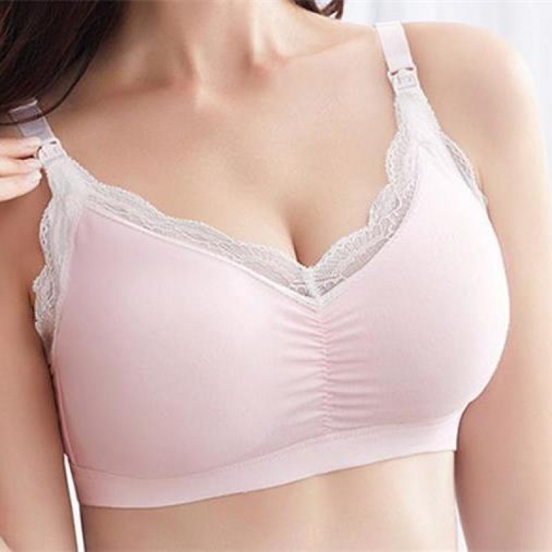 新しい妊娠授乳ブラジャーリムなしプッシュアップフロントボタン妊娠産後授乳授乳ブラジャーレース下着