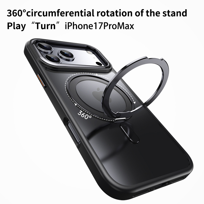 跨境适用iPhone17Promax手机壳360旋转支架壳苹果16/14磁吸无线充|undefined