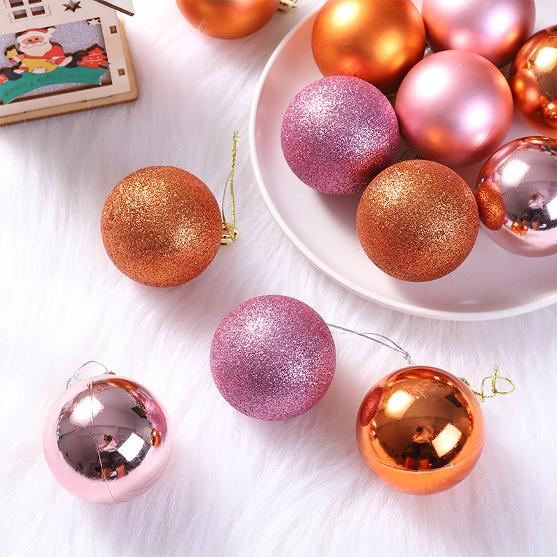 Bola DE LUZ DE Navidad bola de luz galvanoplastia brillante Rosa mate árbol de Navidad colgante Garland ratán bola decorativa 6cm bola de color