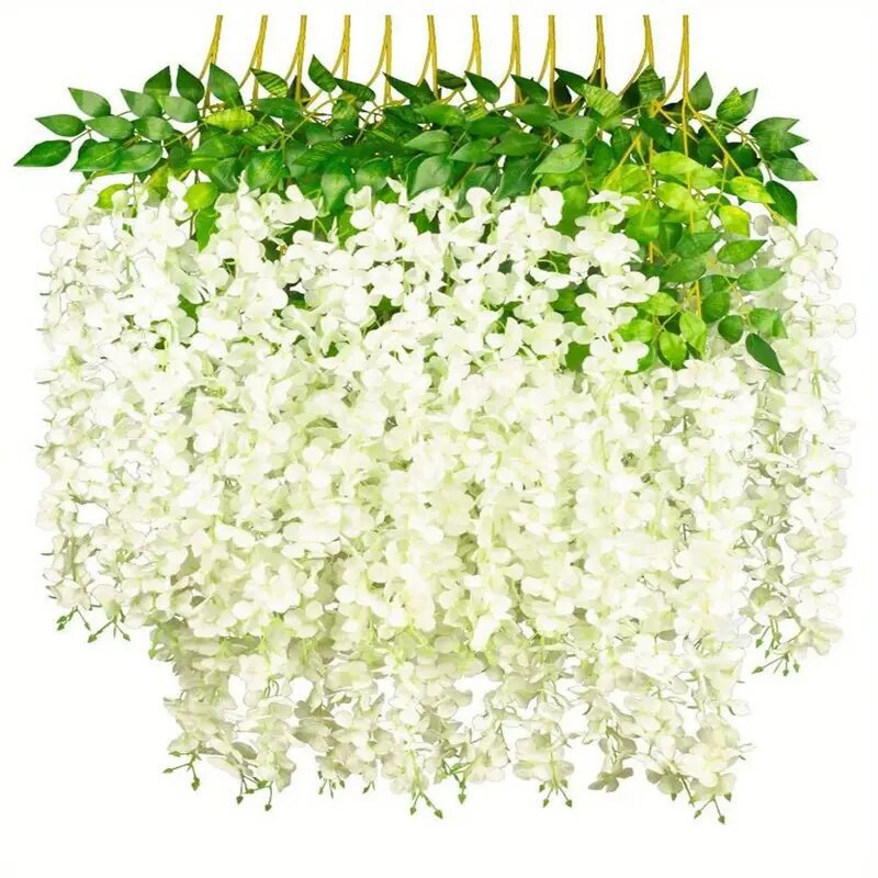 Ventas transfronterizas calientes 12pcs estética wisteria colgante de flores de caña adecuada para bodas y decoración del hogar flores de wisteria artificiales