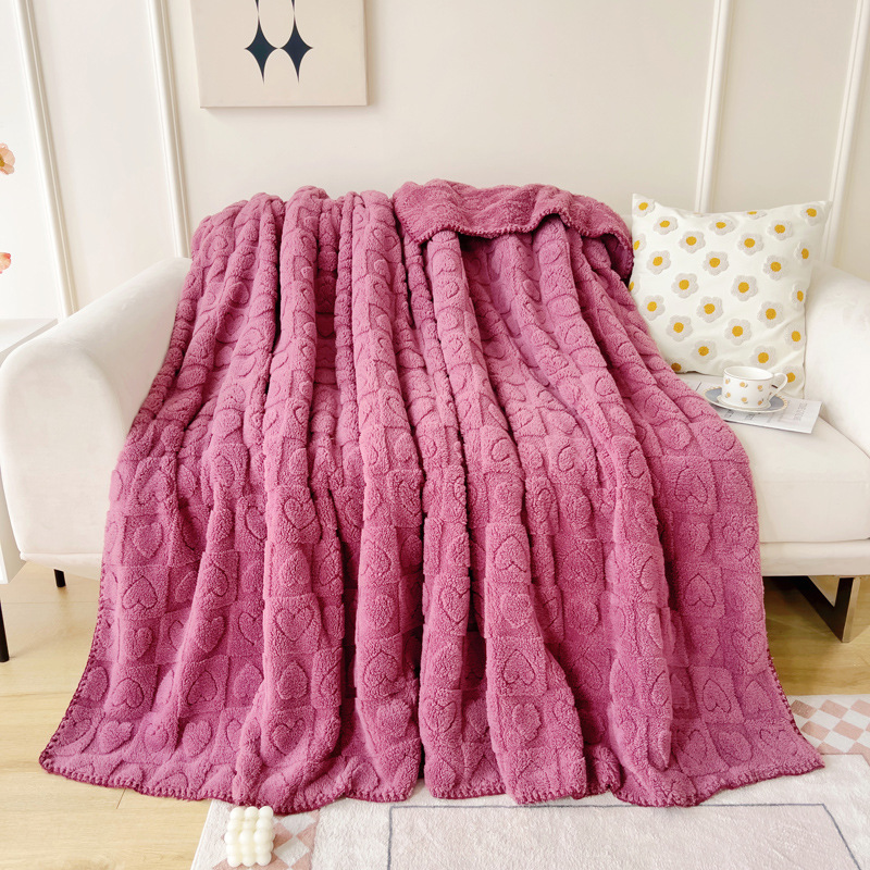 Home & Garden Neue einfache Jacquard-Decke aus bequemem Baumwollsamt mit warmem Schalenrand, Freizeitdecke, multifunktionale, einfarbige Decke_voghion.com